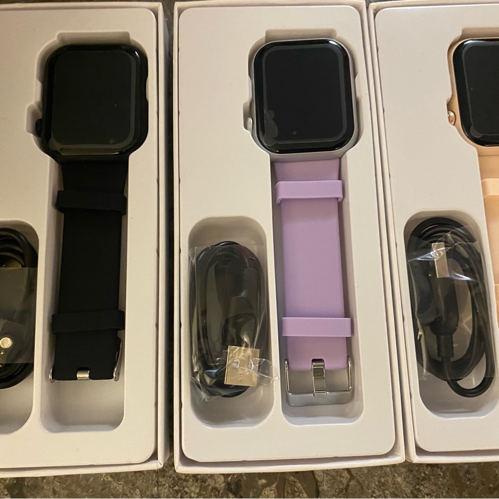 Smart Fit Smartwatch Trio - Black, Purple, and Tan